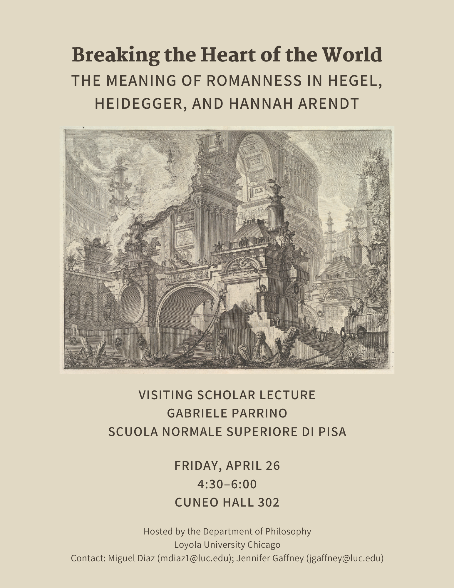 Visiting Scholar Lecture by Gabriele Parrino - April 26, 4:30–6:00pm